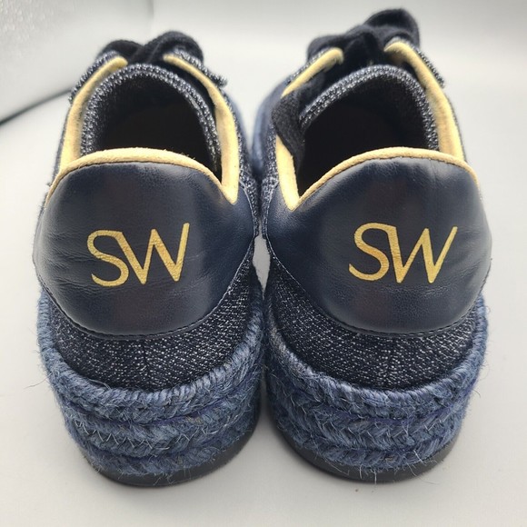 Stuart Weitzman Daryl Platform Espadrille Canvas Sneakers Indigo sz 8.5 new - Picture 5 of 9